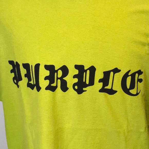 NWT PURPLE BRAND Graphic Logo T-Shirt in Bright Green Cotton (sz L) - Picture 3 of 7
